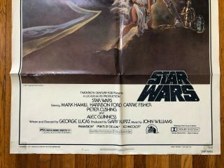 Vintage 1977 Star Wars One Sheet Style A Movie Poster 77/21 Hope IV 4