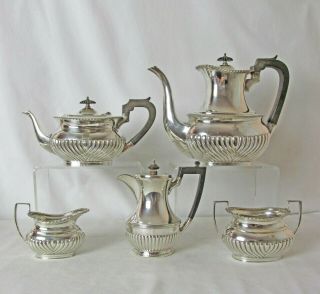 Mappin & Webb 5pc Silver Plated Coffee &tea Set Coat Of Arms 1890 Princess Plate