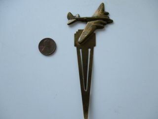 Wwii U.  S.  Home Front Brass B29 Plane Book Marker