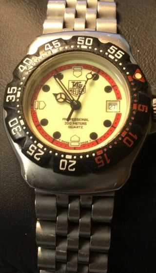 Vintage,  Tag Heuer Formula 1 Ladies Luminous Dial,  Black Bezel Sport Watch 31mm