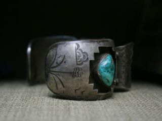 Huge Heavy Vintage Native American Navajo Turquoise Sterling Watch Bracelet 136g 2