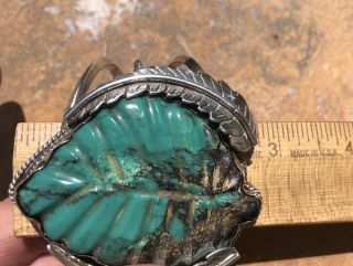 Stunning Vintage Navajo Sterling Large Turquoise Cuff Bracelet 4