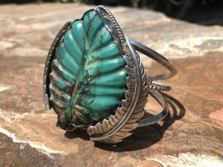 Stunning Vintage Navajo Sterling Large Turquoise Cuff Bracelet 6