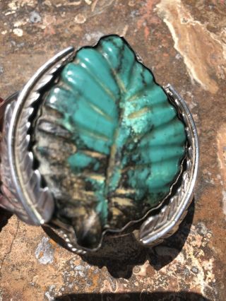 Stunning Vintage Navajo Sterling Large Turquoise Cuff Bracelet 7
