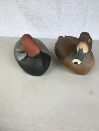 Wooden Red Head Ducks Painted By Lem Ward 8