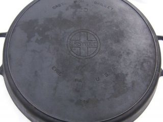 Rare Griswold Size 20 Cast Iron Skillet 728 Erie,  PA 7