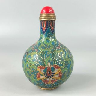 Chinese Rare Old Cloisonne Antique Handwork Longevity Lotus Pattern Snuff Bottle