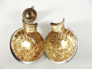 EDWARDIAN SILVER CASED GREEN GLASS SCENT BOTTLE / BIRMINGHAM 1906 REF 306/1 5