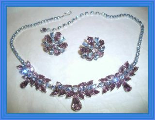 Sherman Alexandrite & Lilac - 3 Section Rigid Cluster Style Necklace Set Nr