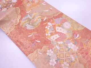 4134719: Japanese Kimono / Vintage Fukuro Obi For Furisode / Woven Butter