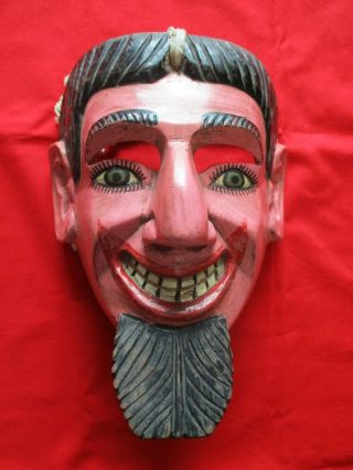 Authentic Beautifully Carved Small Antique Mexican Dance Mask - By Magno Leon,