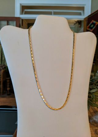 Solid 18k Yellow Gold Vintage 19.  5in Flat Triangle Link Necklace Chain 24.  4 Gram