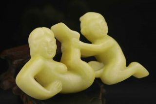 Chinese old natural jade hand - carved statue 3.  4 inch 2