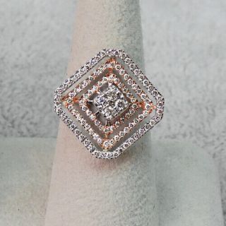 0.  75ct 100 Natural Diamond 18k Rose Gold Cluster Ring Effect 1.  5ct Rrg4 - 5