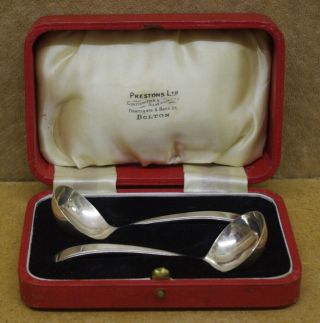 Silver Sauce Ladles In Case - Sheffield 1938