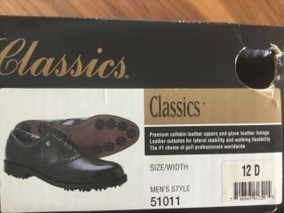 VINTAGE Footjoy Classics mens black 12D leather golf shoes style 51011 12