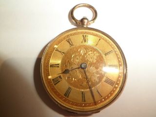 28.  2 Grams Antique 9ct Gold 375 Solid Gold Pocket Watch - With Key