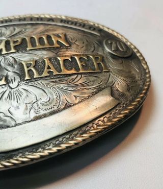 Nelson Silvia 1970 Stephen F.  Austin Rodeo Sterling Silver 10K Gold Buckle 4