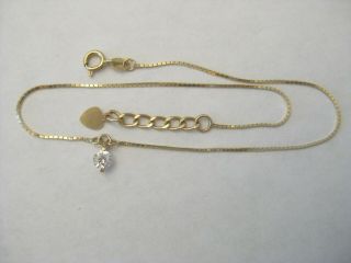 Vintage Solid 14k Yellow Gold Chain Charm Pendant Anklet