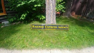 Vintage/orig.  Railway Express Agency Sign.  72 " X 12 " Porcelain.  ✔shine.  Exc.