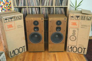 Vintage Pair Jbl L100t L100 Titanium 12 " Floor Speakers In Boxes