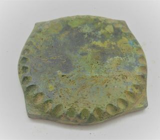 UNUSUAL ANCIENT ROMAN OR GREEK BRONZE TOKEN WITH FLORAL DEPICTION 3