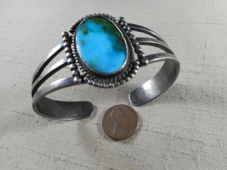 Fred Harvey Era Navajo Silver & Gem Grade Natural Turquoise Bracelet