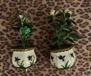 Antique Asian Jade & Cloisonne Objects Collectibles Flowers Boat 9