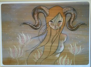Audrey Kawasaki " Horn Girl " Limited Edition Rare Ap Giclee Print Signed&numbered