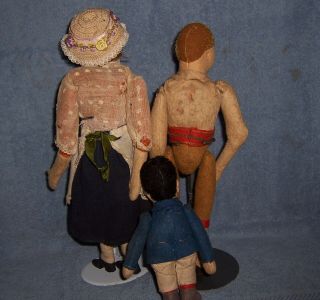 ANTIQUE STEIFF Felt Cloth Character Doll Family 14 