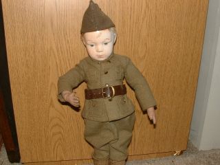 RARE SCHOENHUT WW I Soldier Character Doll Pat.  Jan 17,  1911 - Schoenhut Doll 3