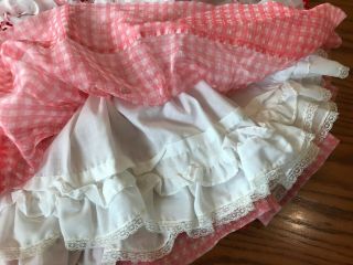 Vintage Martha ' s Miniature’s Red Gingham Check Bell Girls Dress w Sheer Pinafore 4