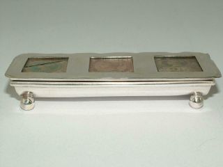 Victorian 1900 Solid Silver Novelty Stamp Case Holder Box - 3 Compartments