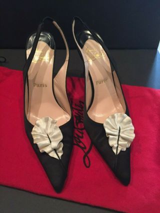 Christian Louboutin Black Satin Vintage Dress Heels