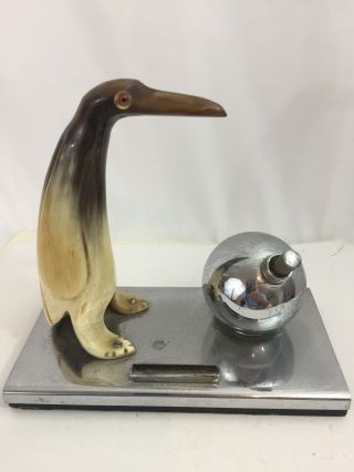 Vintage Table Striker Lighter - Figural Bird Made Of Horn - Made In England