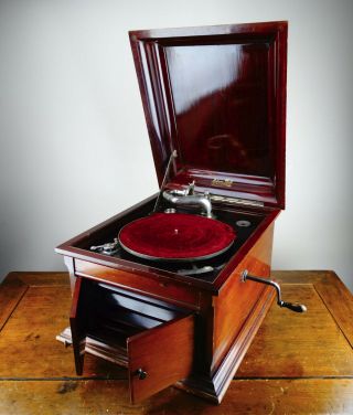 Antique Gramophone Edison Bell Discaphone Table Top Record Player Wind Up 78rpm