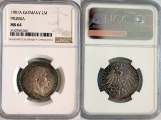 1901 - A Prussia 2 Mark Ngc Ms64 - Extremely Rare Key Date