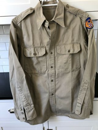 Wwii Usaaf 8th Air Force Patch And Khaki Cotton Shirt