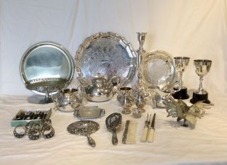 Large Joblot Of Collectable Antique/vintage Silver Plated Items 8.  3 Kg In Weight