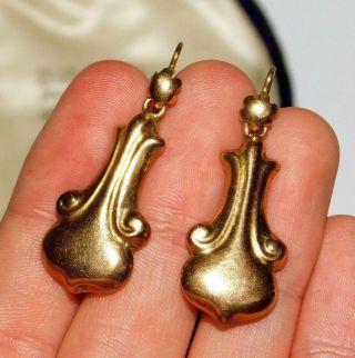 A Large Antique Victorian 9ct 375 Gold Scrolling Earrings Heavy - 5.  6g