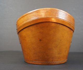 Stunning Vintage Leather Bucket Hatbox 8