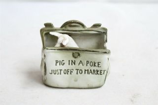 Antique German Fairing Pig In A Poke Just Off To Market Porcelain Figurine