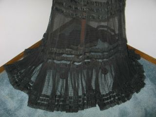 Antique Victorian Dress c1800s Black Satin Silk Lace - 2 piece dress - mourning 4