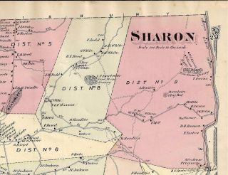 1874 Sharon,  Ct. ,  Map,  This Is A Vintage Map,  Not A Reprint