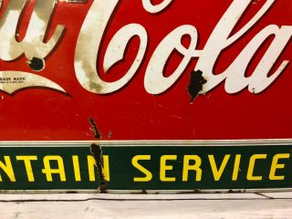 Antique 1930 ' s Porcelain Drink Coca Cola Fountain Service Coke Sign 6