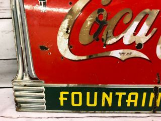 Antique 1930 ' s Porcelain Drink Coca Cola Fountain Service Coke Sign 7