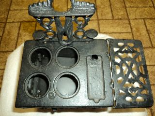 Vintage Cast Iron Miniature Wood Burning Stove by Crescent w/. 3