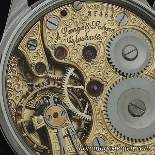 A.  Lange & Söhne movement GERMAN Skeleton Hand Engrav Silver Dial Rare Watch 48mm 5