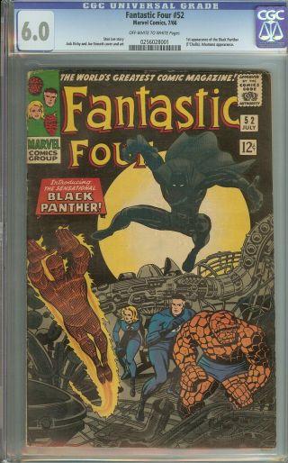 Fantastic Four 52 Cgc 6.  0 Vintage Marvel Comic Key 1st Black Panther T 