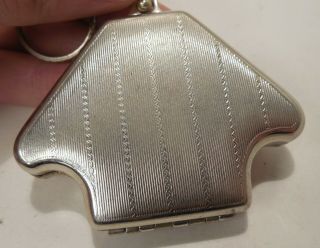 Vintage - Art Deco - Enamel - Silver Tone - Tango Compact with Attached Ring 5